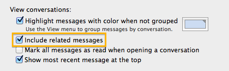The setting in Mail Preferences