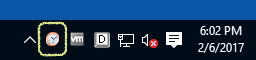 Screen shot of the program's icon minimized to the notification area in Windows 10